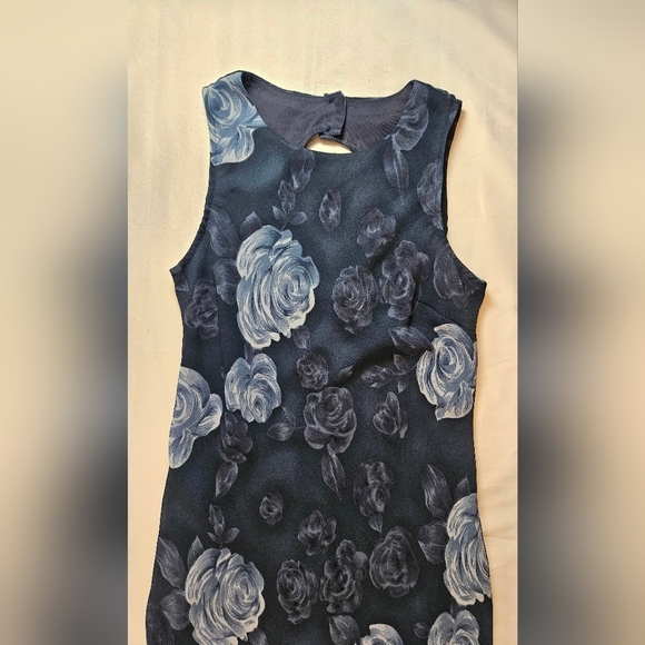 Johnnie M. Womens Blue Floral Sleeveless 2 Button Closure Maxi Dress Size 4 - Picture 3 of 12